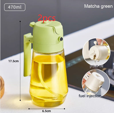 470ML Oil Sprayer Dispenser – 2-in-1 Glass Bottle for Olive Oil, Vinegar & Soy Sauce | Cooking, BBQ & Air Fryer Use