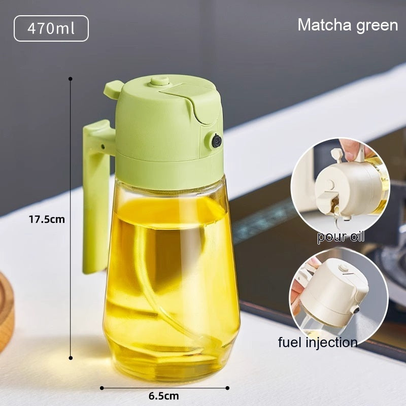 470ML Oil Sprayer Dispenser – 2-in-1 Glass Bottle for Olive Oil, Vinegar & Soy Sauce | Cooking, BBQ & Air Fryer Use