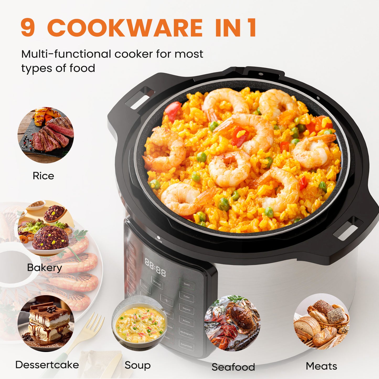 9-in-1 Electric Pressure Cooker – Multi-Functional Smart Pot, Rice Cooker, Slow Cooker & More