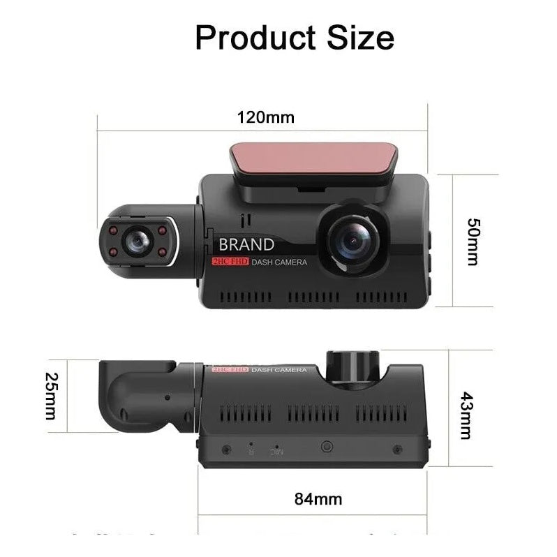 1080P Dual Lens Car DVR Dash Cam – Front & Inside Camera with G-Sensor