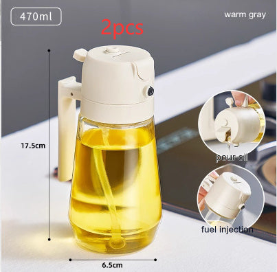 470ML Oil Sprayer Dispenser – 2-in-1 Glass Bottle for Olive Oil, Vinegar & Soy Sauce | Cooking, BBQ & Air Fryer Use