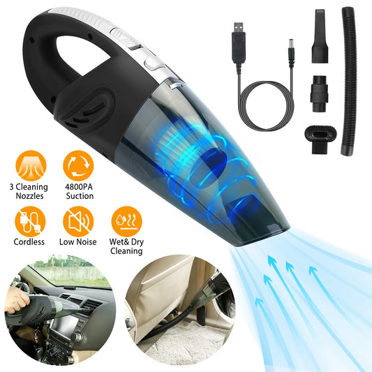 Car Handheld Vacuum Cleaner – Cordless Rechargeable Portable Vacuum with Strong Suction & Pet Hair Brush