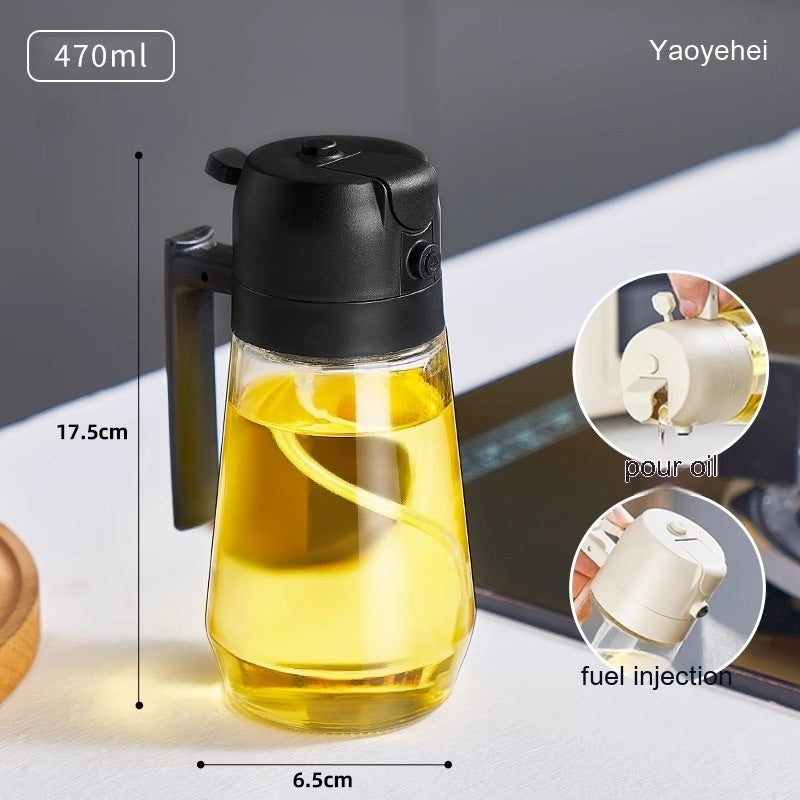 470ML Oil Sprayer Dispenser – 2-in-1 Glass Bottle for Olive Oil, Vinegar & Soy Sauce | Cooking, BBQ & Air Fryer Use