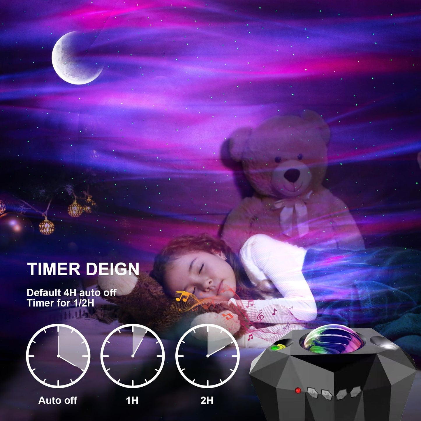 USB Water Wave Bluetooth Music Projector Lamp – Ocean Star Night Light with LED Patterns