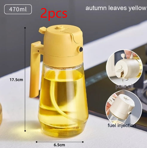 470ML Oil Sprayer Dispenser – 2-in-1 Glass Bottle for Olive Oil, Vinegar & Soy Sauce | Cooking, BBQ & Air Fryer Use