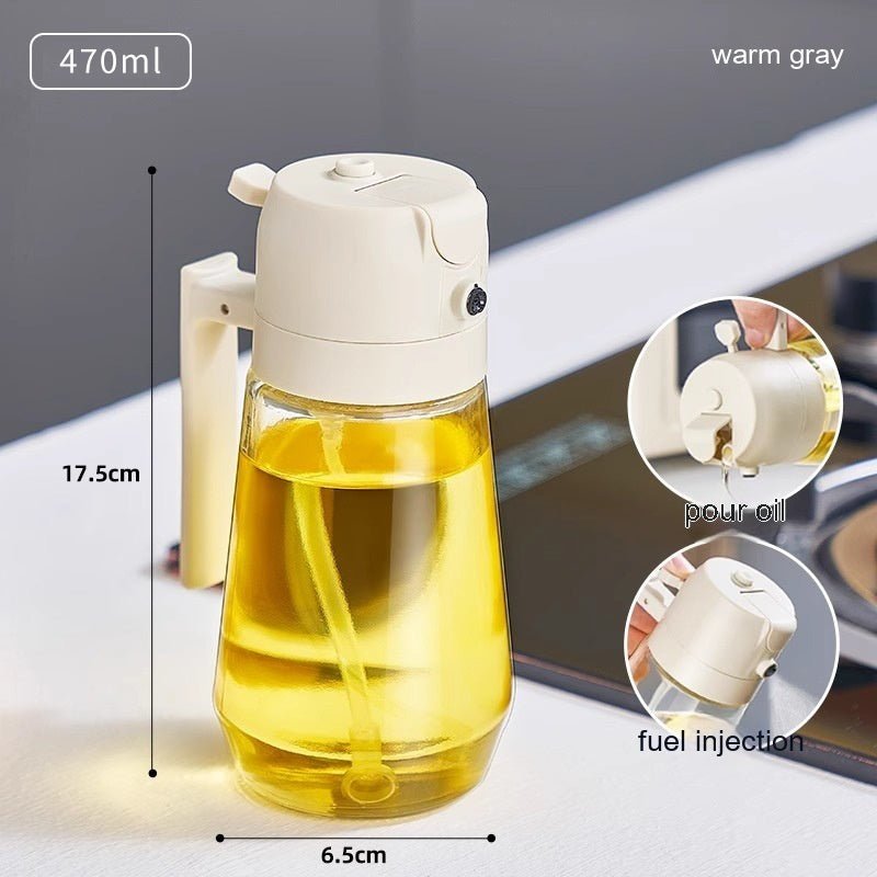 470ML Oil Sprayer Dispenser – 2-in-1 Glass Bottle for Olive Oil, Vinegar & Soy Sauce | Cooking, BBQ & Air Fryer Use