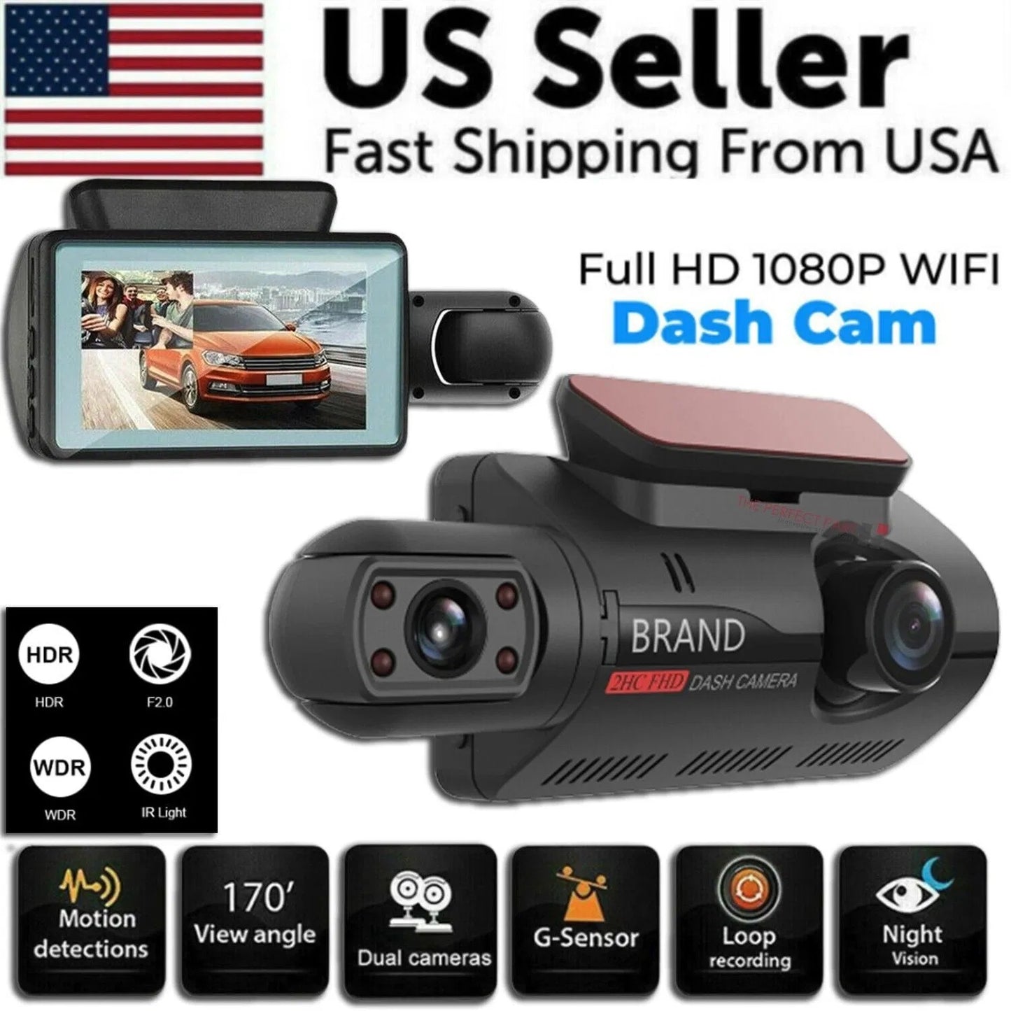 1080P Dual Lens Car DVR Dash Cam – Front & Inside Camera with G-Sensor