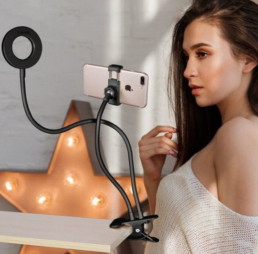 LED Selfie Ring Light – Adjustable Makeup & Live Streaming Light with 8cm Stand
