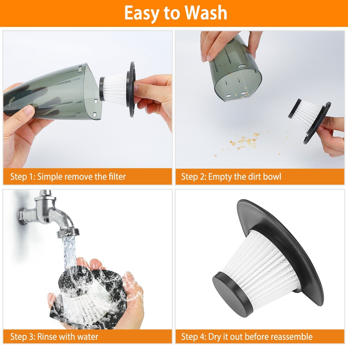 Car Handheld Vacuum Cleaner – Cordless Rechargeable Portable Vacuum with Strong Suction & Pet Hair Brush