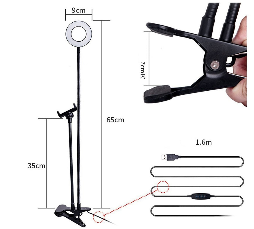 LED Selfie Ring Light – Adjustable Makeup & Live Streaming Light with 8cm Stand