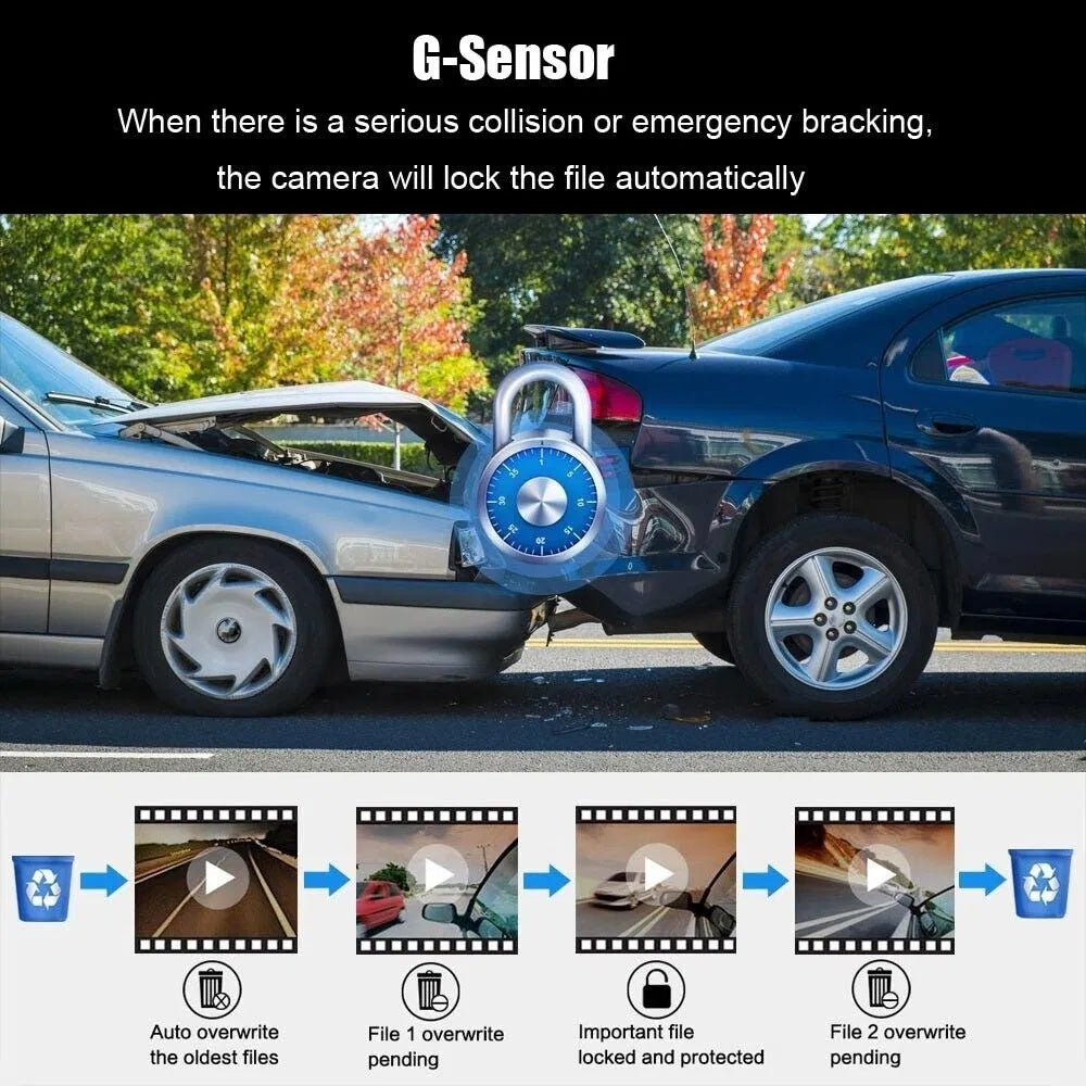 1080P Dual Lens Car DVR Dash Cam – Front & Inside Camera with G-Sensor