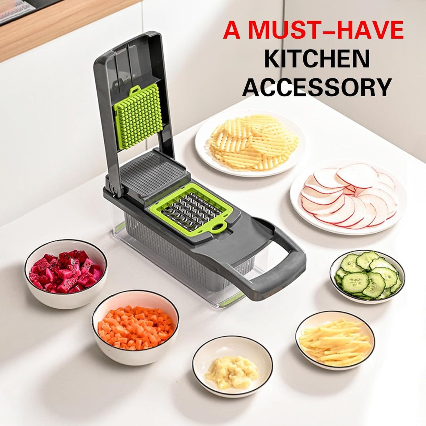 16-in-1 Vegetable Chopper & Slicer – Multi-Functional Onion Cutter with Container & Spiralizer