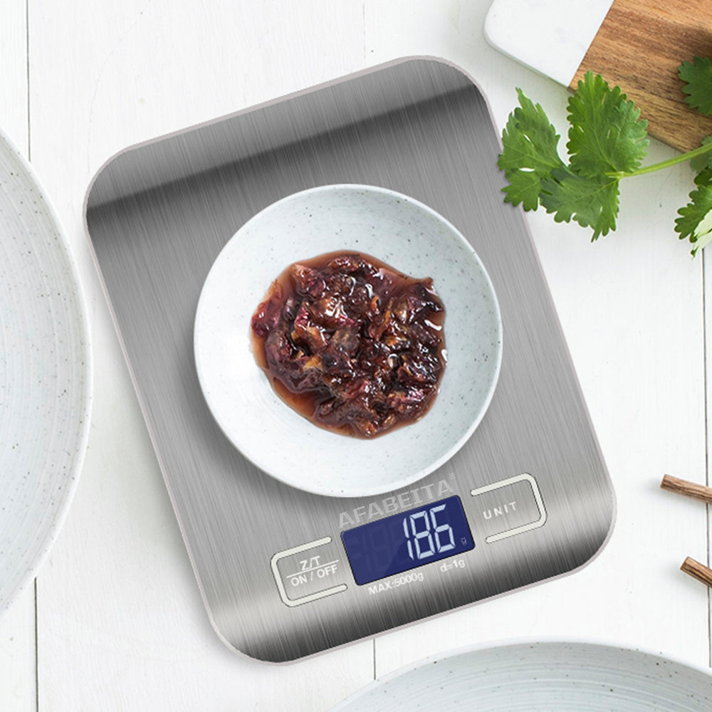 Digital Kitchen Food Scale – 5KG/11lb Stainless Steel Electronic Weighing Scale with LCD Display