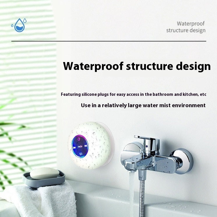 BTS07 Waterproof Bluetooth Speaker – Large Suction Cup, LED Light, Portable Wireless Audio