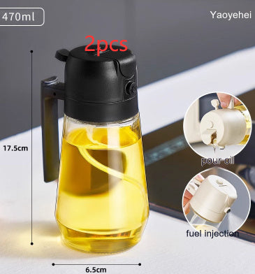 470ML Oil Sprayer Dispenser – 2-in-1 Glass Bottle for Olive Oil, Vinegar & Soy Sauce | Cooking, BBQ & Air Fryer Use