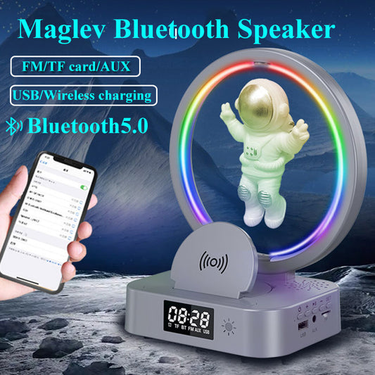 Magnetic Levitation Bluetooth Speaker | Astronaut Design RGB Wireless Subwoofer with TWS, TF, AUX & USB