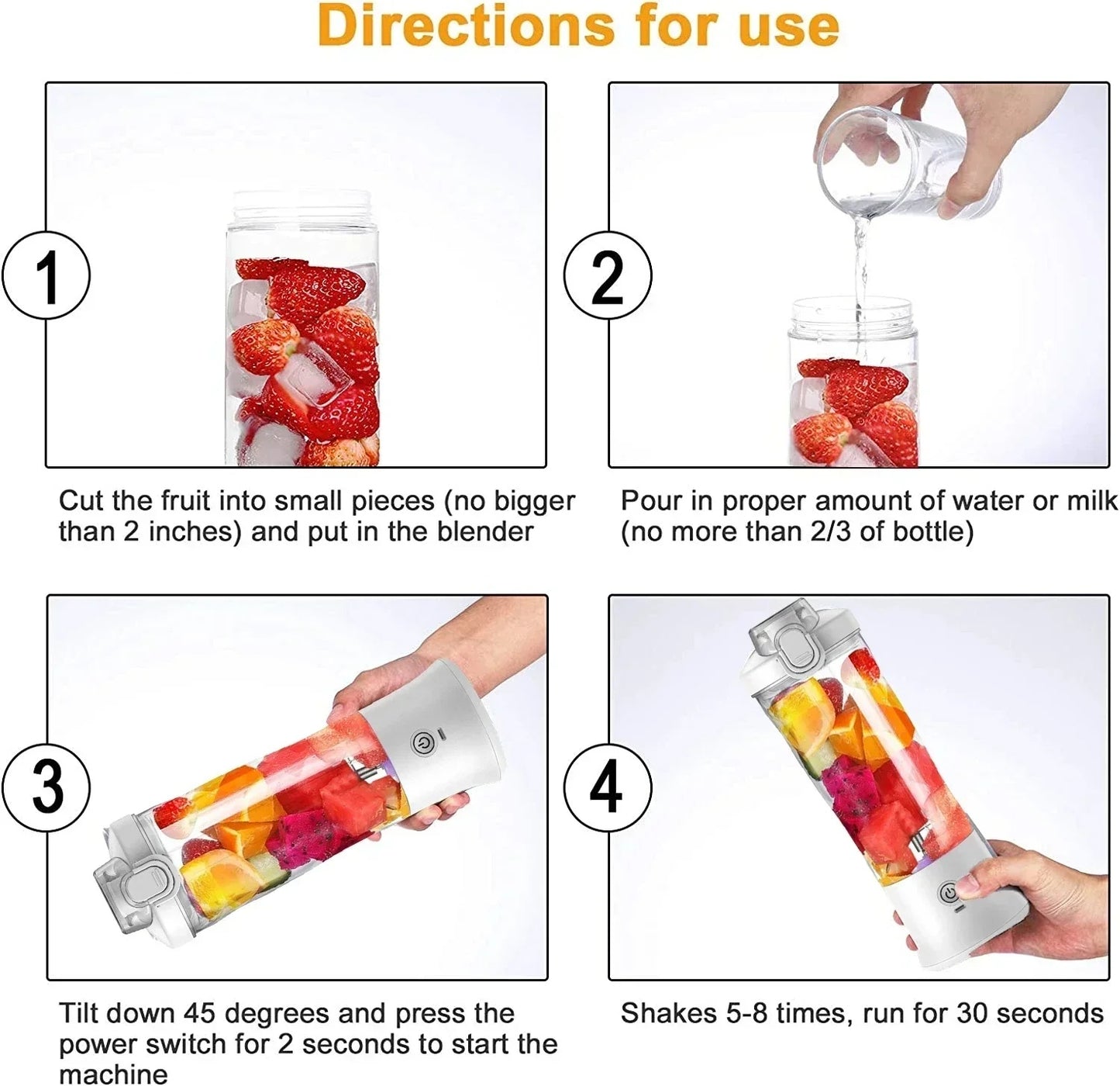 Portable Blender 600ML – USB Rechargeable Smoothie Maker, 4000mAh Mini Juicer Cup