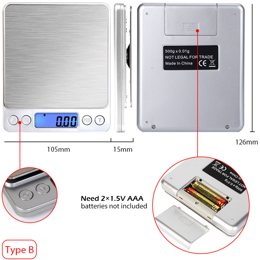 Digital Kitchen Food Scale – 5KG/11lb Stainless Steel Electronic Weighing Scale with LCD Display
