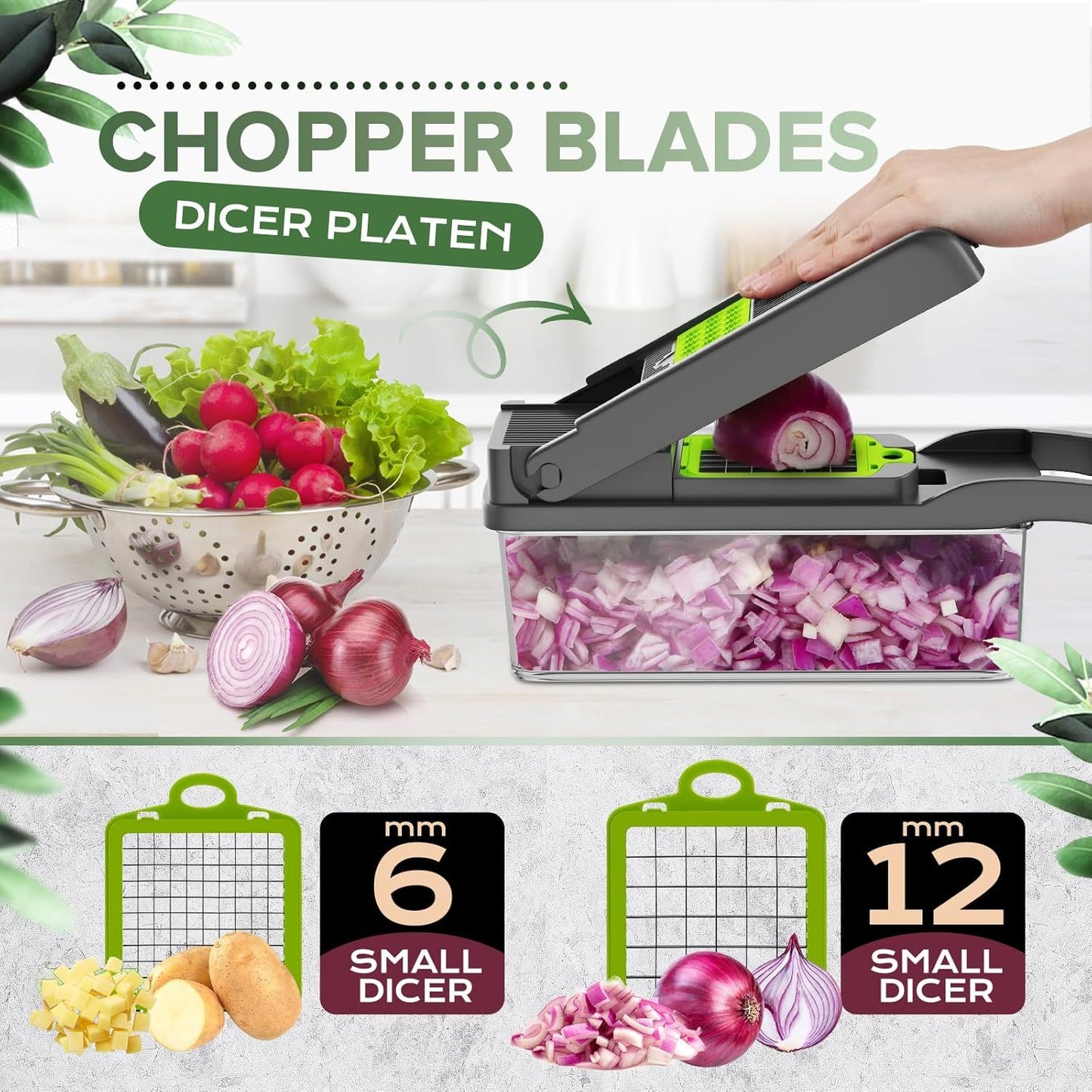 16-in-1 Vegetable Chopper & Slicer – Multi-Functional Onion Cutter with Container & Spiralizer