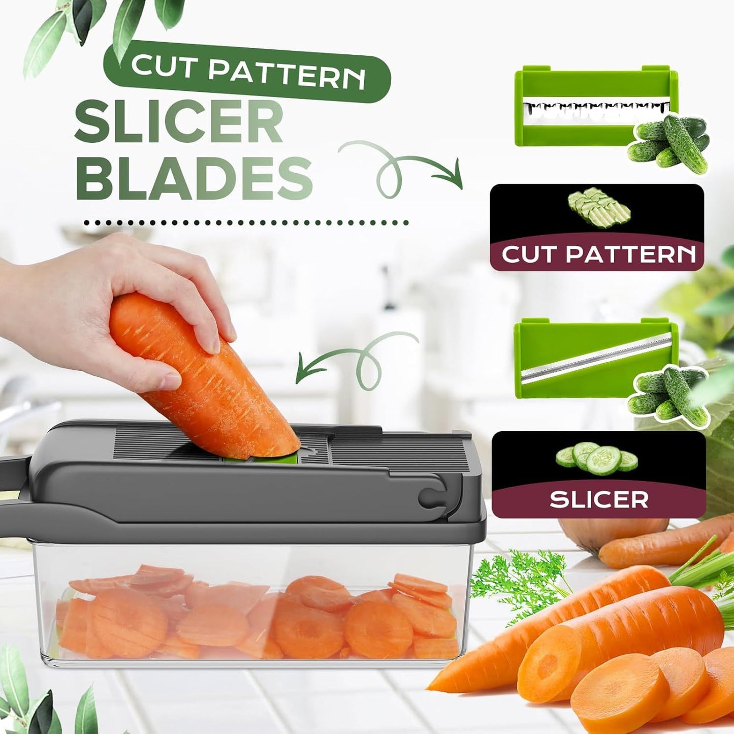 16-in-1 Vegetable Chopper & Slicer – Multi-Functional Onion Cutter with Container & Spiralizer