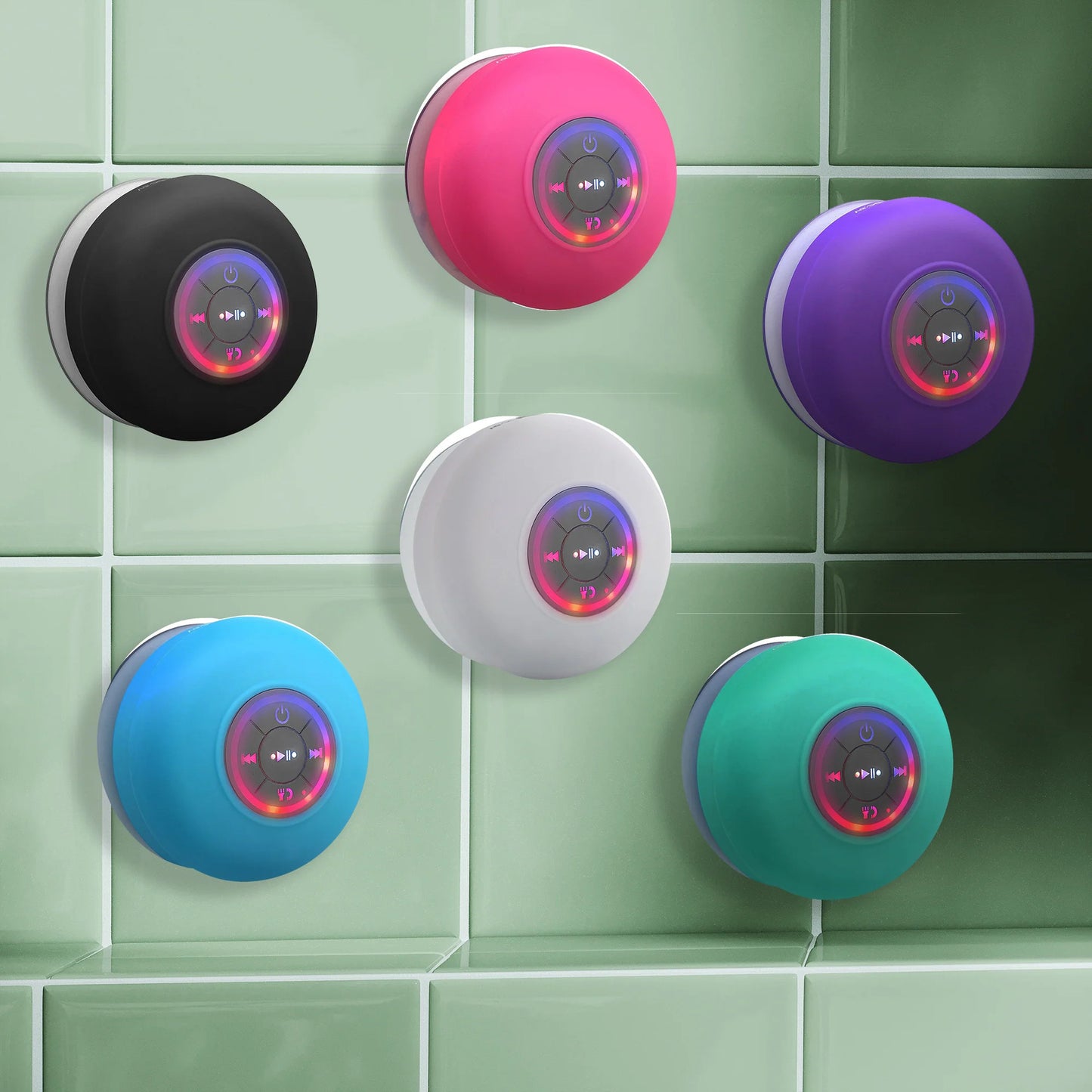 BTS07 Waterproof Bluetooth Speaker – Large Suction Cup, LED Light, Portable Wireless Audio