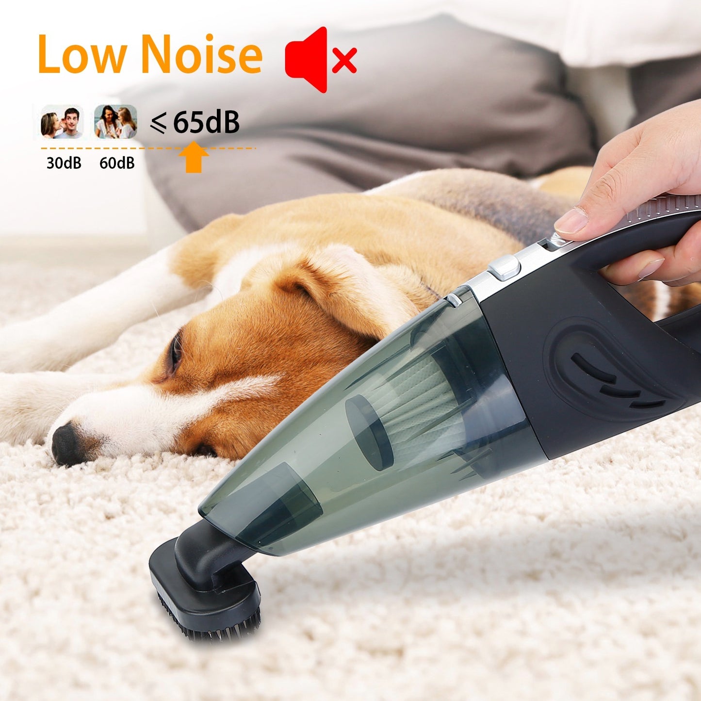Car Handheld Vacuum Cleaner – Cordless Rechargeable Portable Vacuum with Strong Suction & Pet Hair Brush