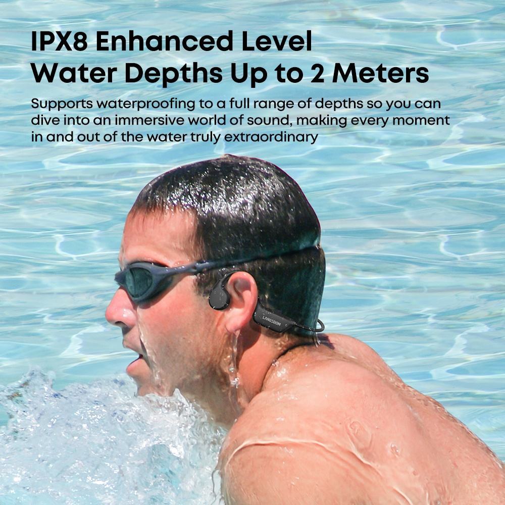 IPX8 Waterproof Swimming Headphones | Bluetooth Bone Conduction Earbuds with 32GB TF Card