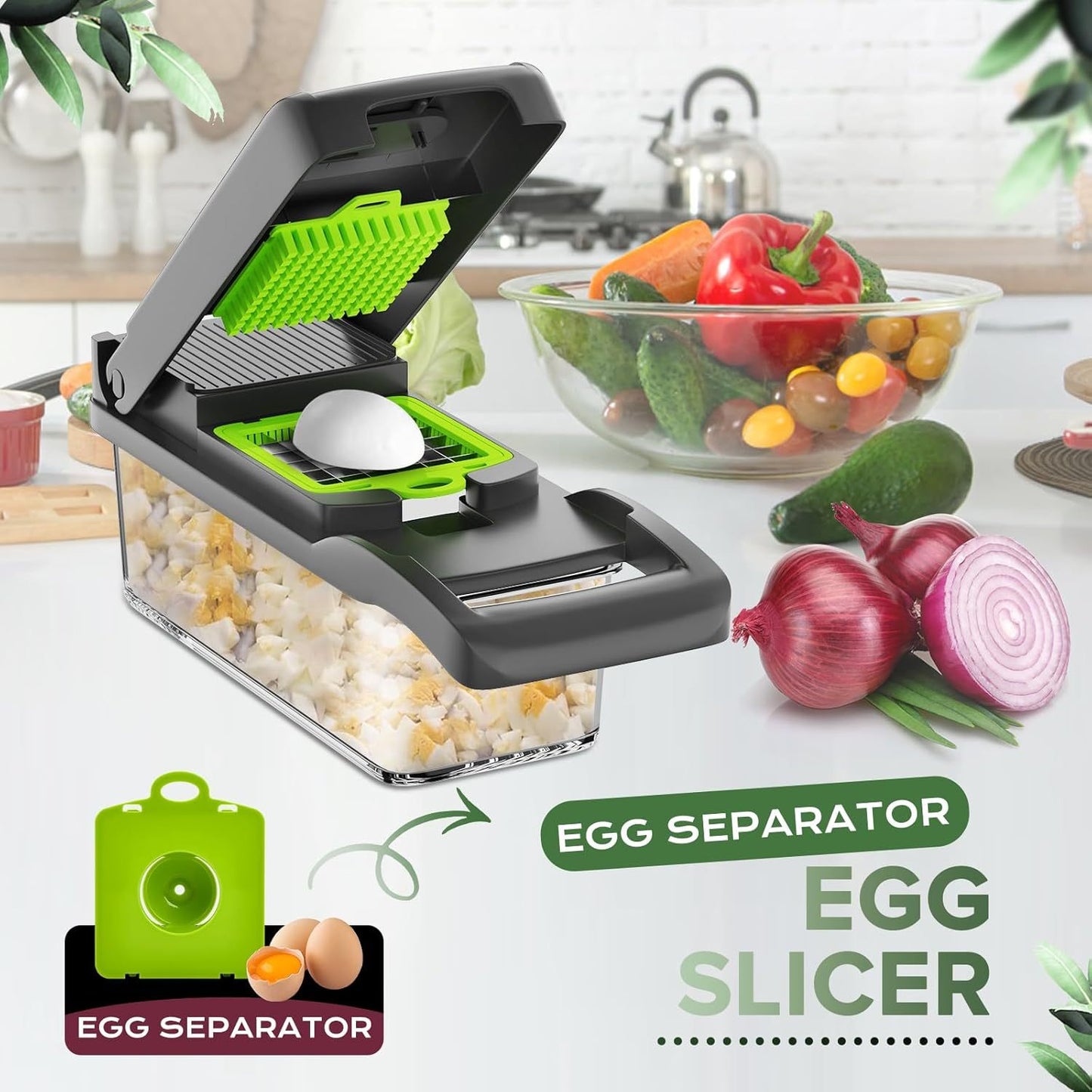 16-in-1 Vegetable Chopper & Slicer – Multi-Functional Onion Cutter with Container & Spiralizer